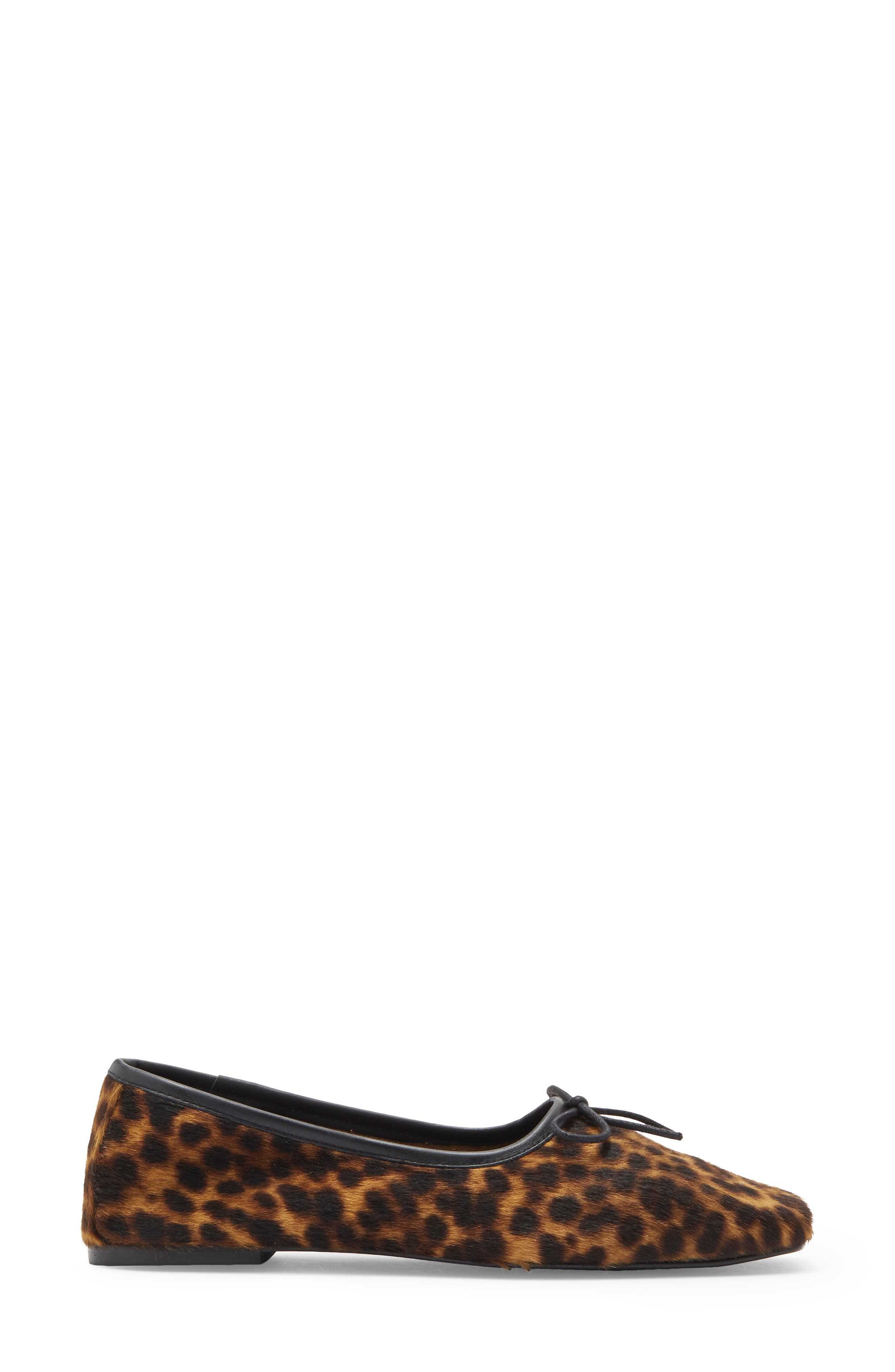 Jada Square Toe Genuine Calf Hair Ballet Flat, Alternate, color, LEOPARD HAIRCALF