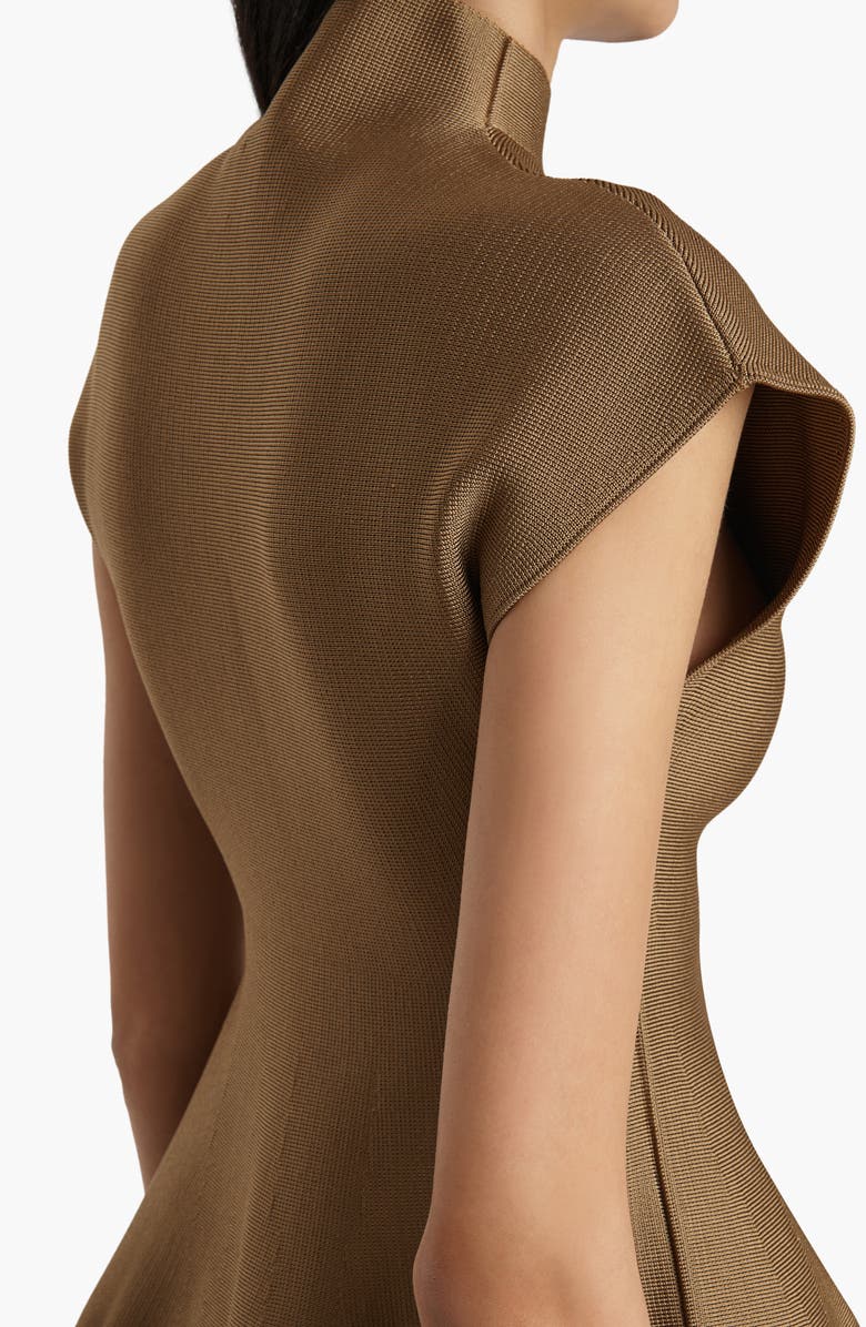 Khaite Andra Mock Neck Peplum Knit Top, Alternate, color, Carob