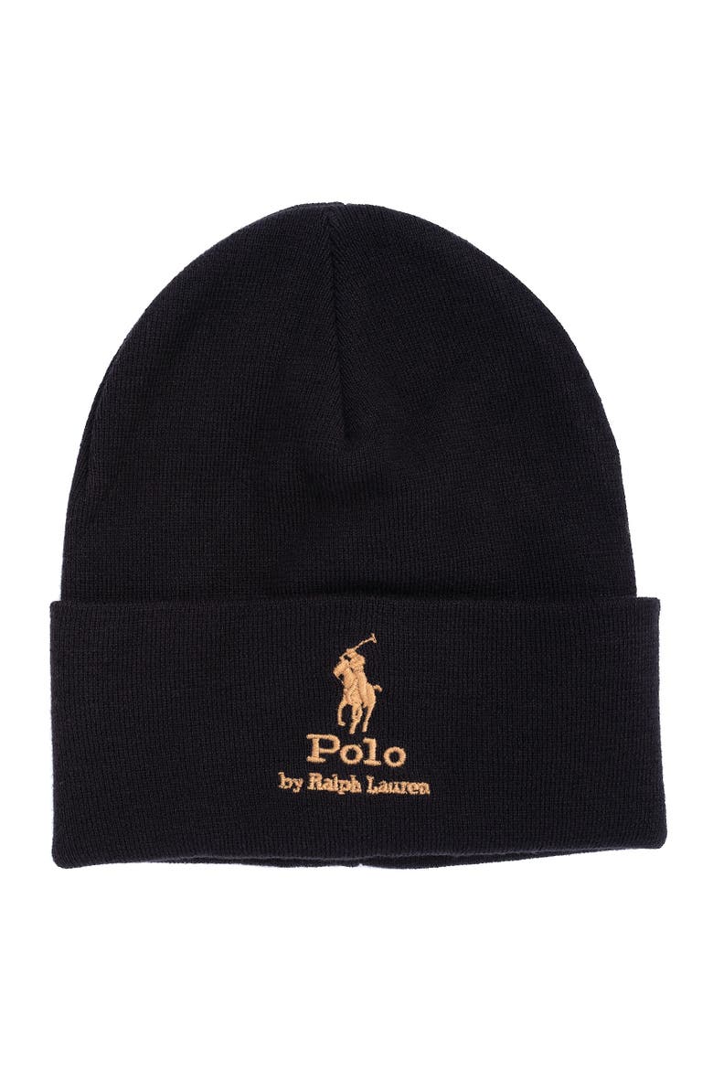 Cotton Polo Pony Beanie, Main, color, Polo Black