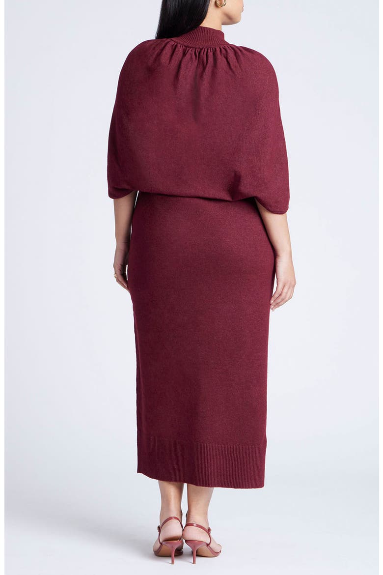 Mock Neck Cape Sleeve Sweater Dress, Alternate, color, BORDEAUX
