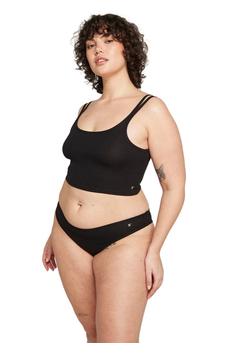 The Organic Cotton Cropped Tank, Alternate, color, Black