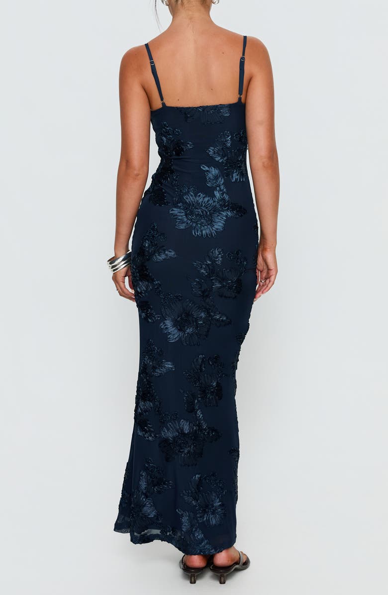 Princess Polly Jacalyn Floral Appliqué Maxi Dress, Alternate, color, Navy