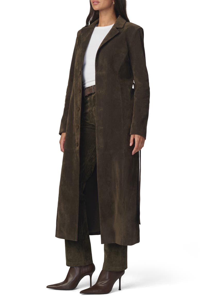 Faux Suede Long Coat, Alternate, color, OLIVE