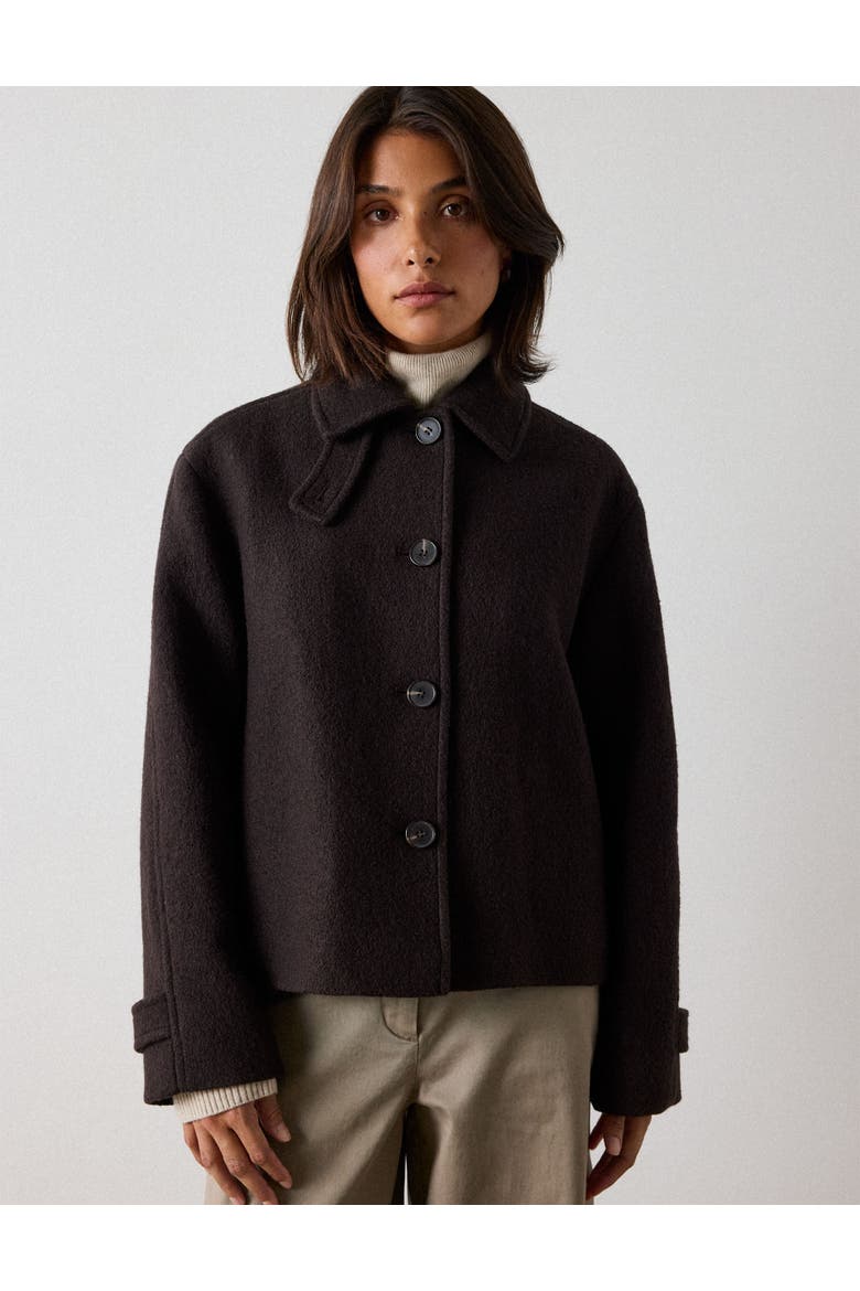 Tailored Wool Blend Short Jacket, Main, color, Brown