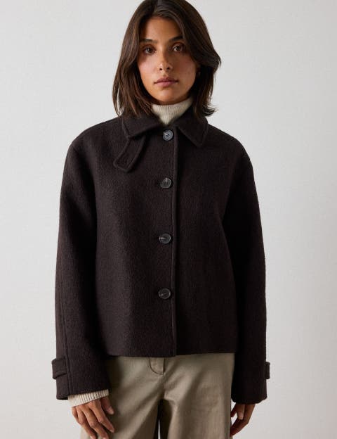 Tailored Wool Blend Short Jacket
