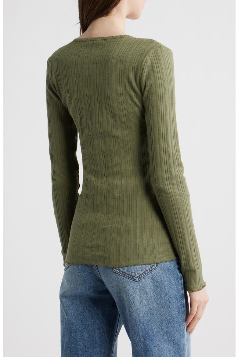 Paradise Pointelle Stitch Organic Cotton Blend Henley, Alternate, color, ISLAND OLIVE