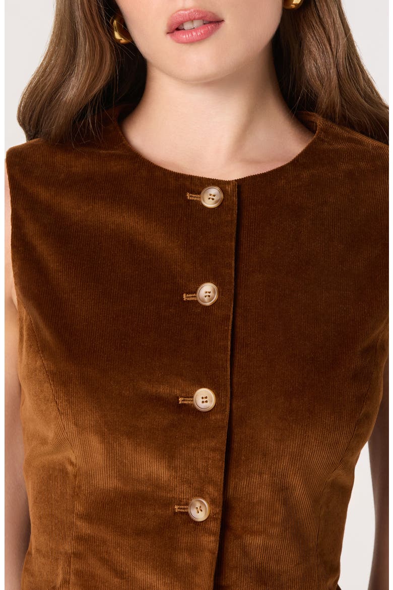 Corduroy Button-Up Cutaway Vest, Alternate, color, NUTMEG