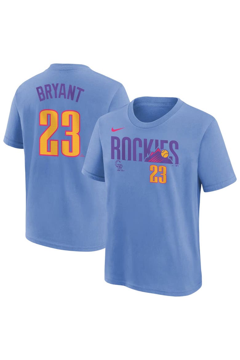 Youth Nike Kris Bryant Light Blue Colorado Rockies Fuse City Connect Name & Number T-Shirt, Alternate, color, Light Blue