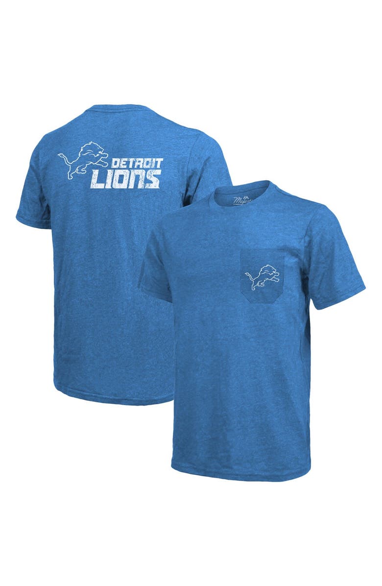 Majestic Threads Detroit Lions Majestic Threads Tri-Blend Pocket T-Shirt - Blue, Main, color, Blue