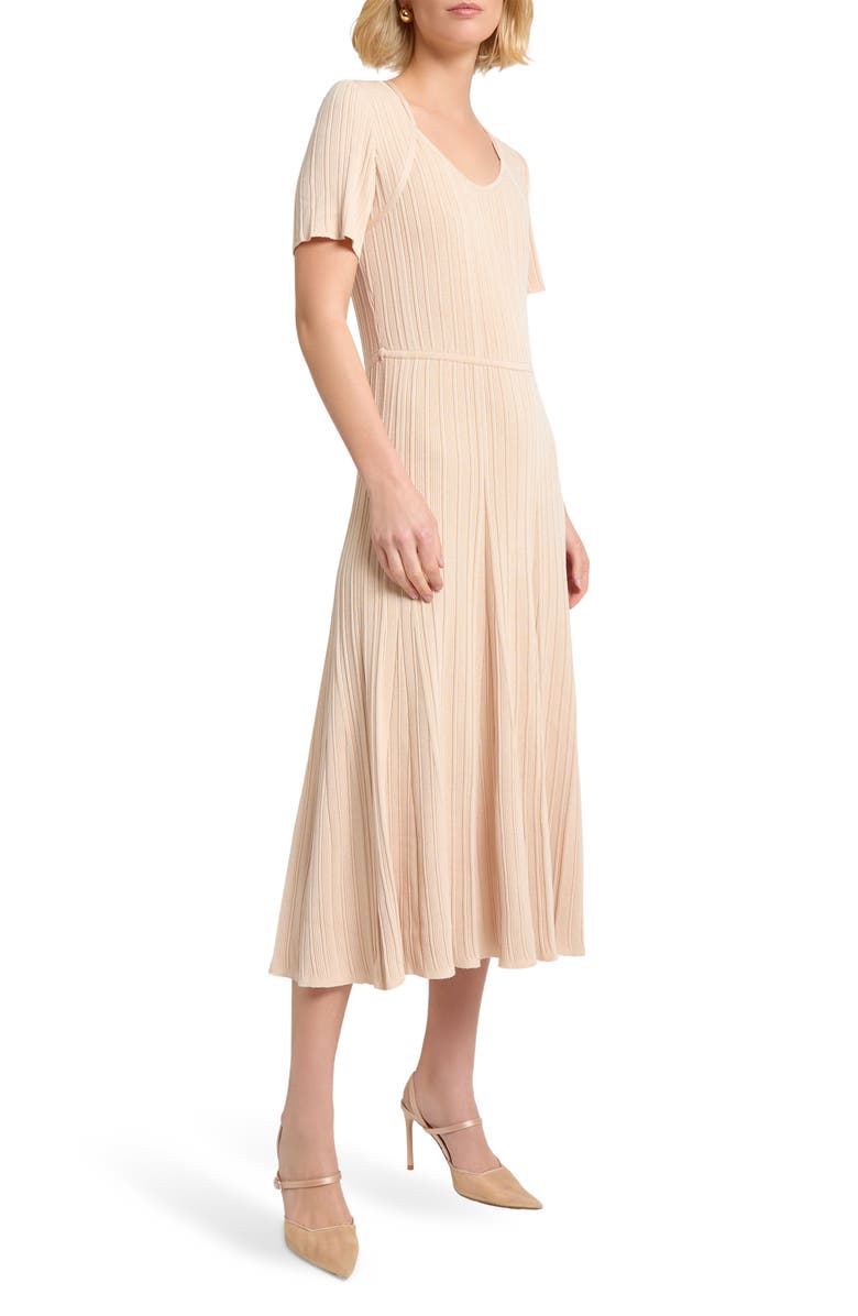 Misook Rib Midi Sweater Dress, Alternate, color, Biscotti