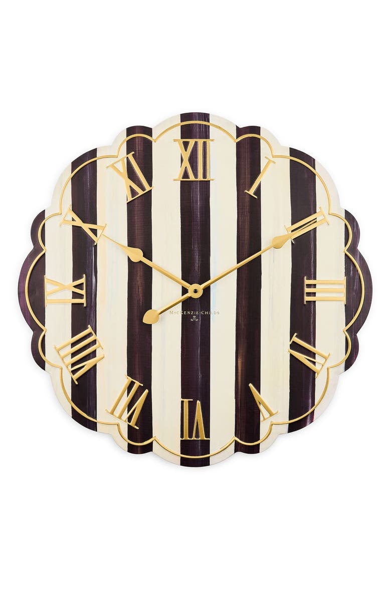 MACKENZIE CHILDS Courtly Stripe Wall Clock, Main, color, Black