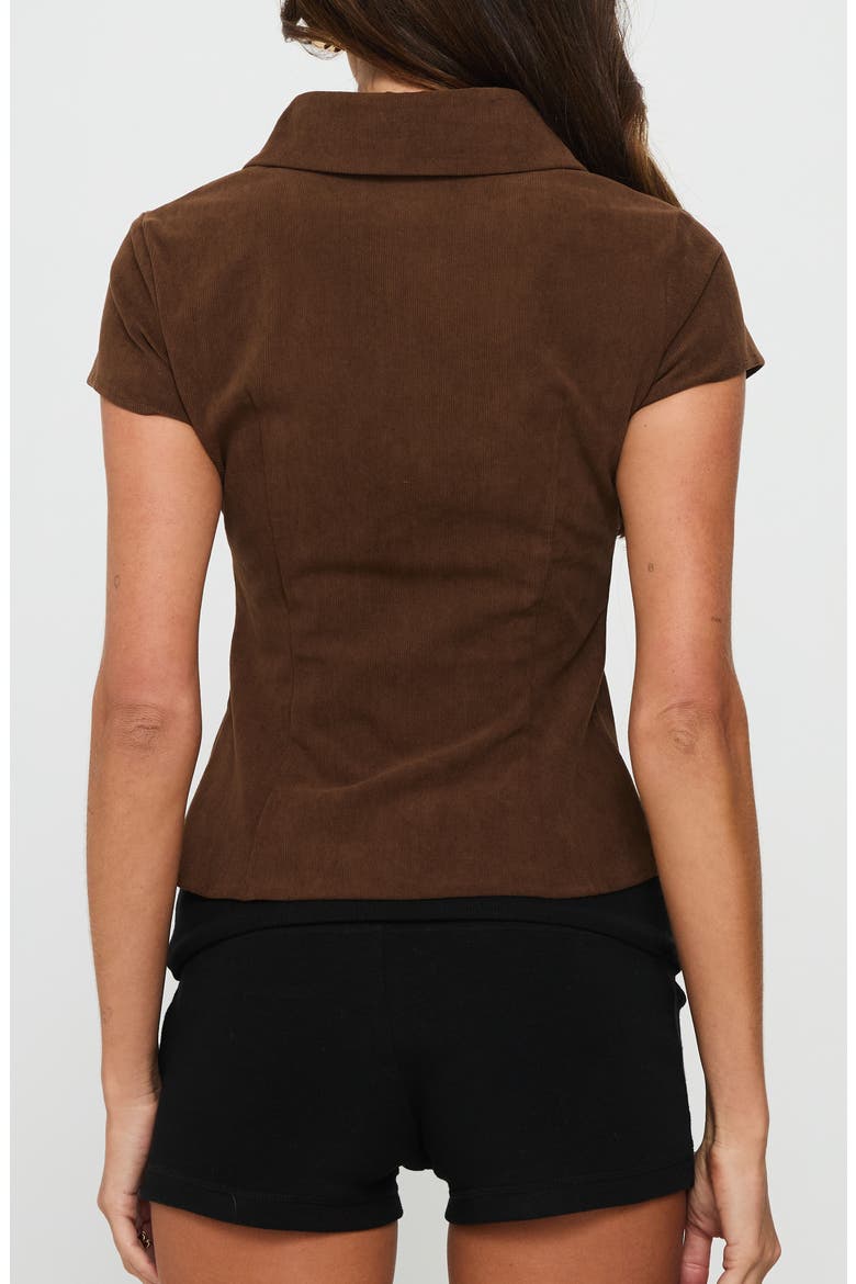 Cottesloe Fitted Corduroy Button-Up Shirt, Alternate, color, CHOCOLATE