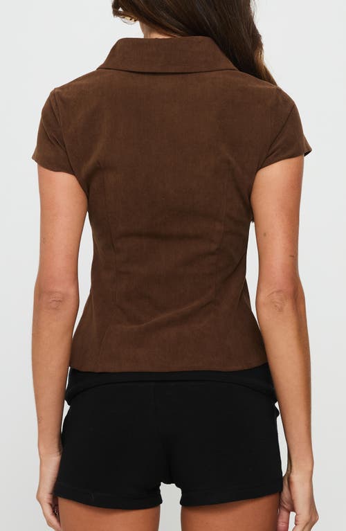 Princess Polly Cottesloe Fitted Corduroy Button-up Shirt In Brown