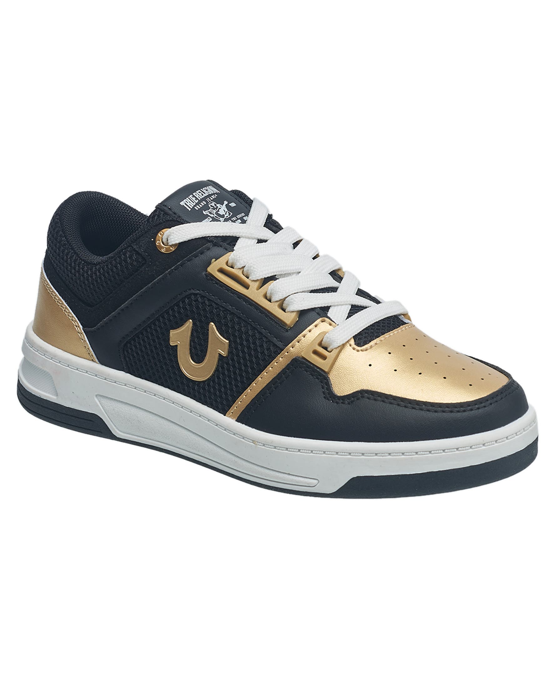 True Religion Boy's Trey Court Sneaker, Main, color, Black/Gold
