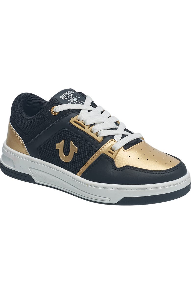 True Religion Boy's Trey Court Sneaker, Main, color, Black/Gold