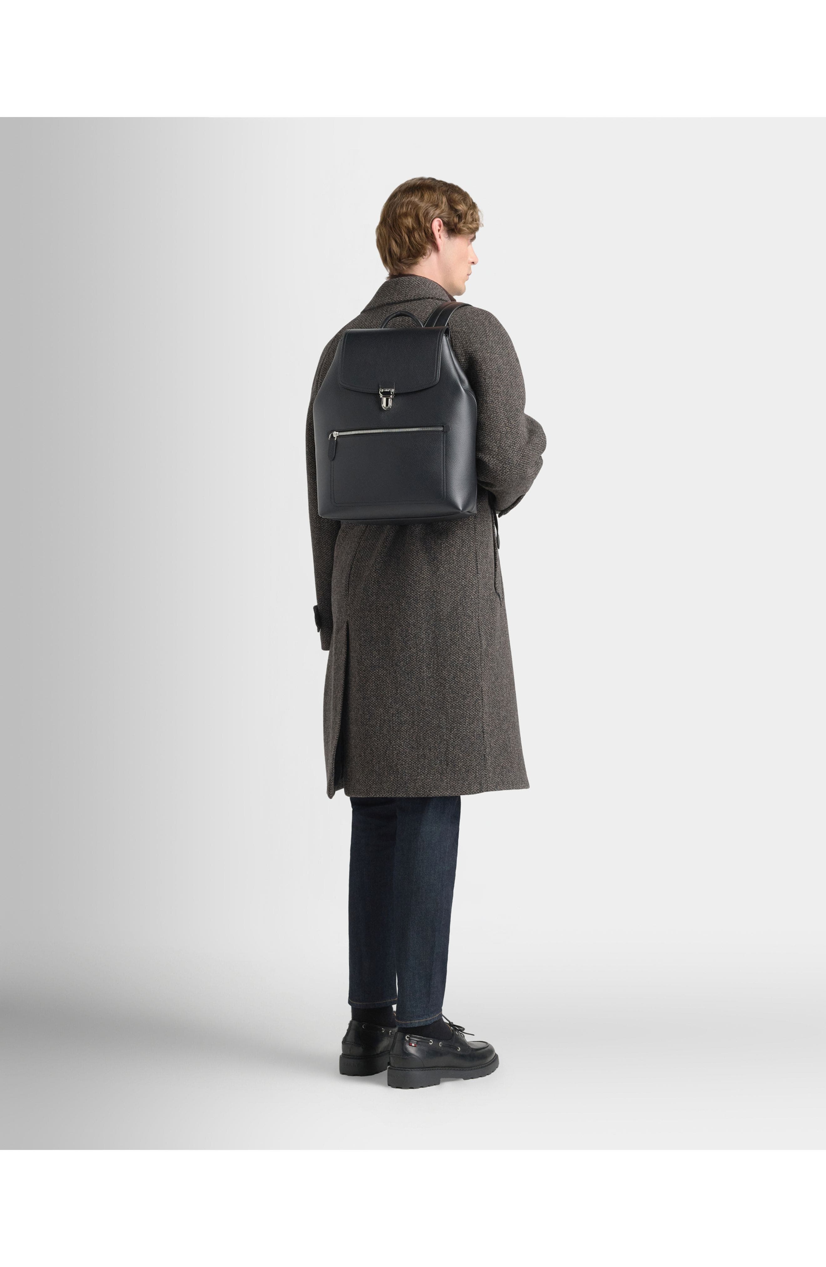 Bally Capitol Backpack in Leather, Alternate, color, Black+Palladio