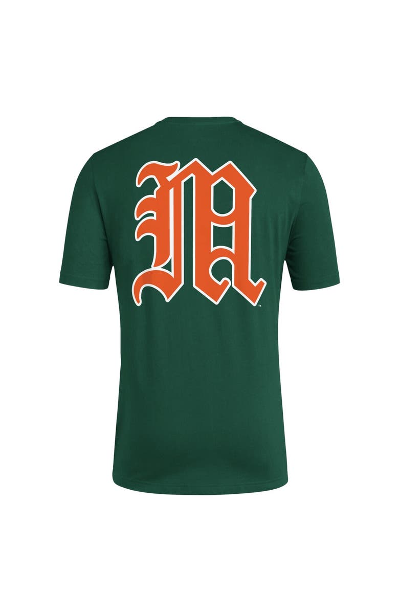 adidas Men's adidas Green Miami Hurricanes Reverse Retro Baseball 2 Hit T-Shirt, Alternate, color, 