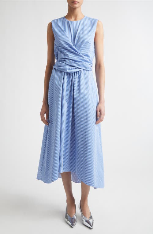 Altuzarra Penny Stripe Draped Silk Dress in 374484 Azure Stripe at Nordstrom, Size 34