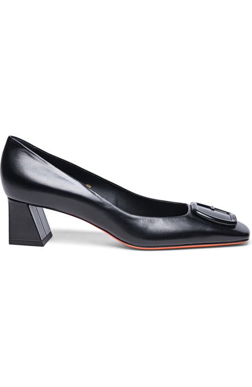 Santoni Women's Hasmig Tonal Buckle Leather Pump in Black 