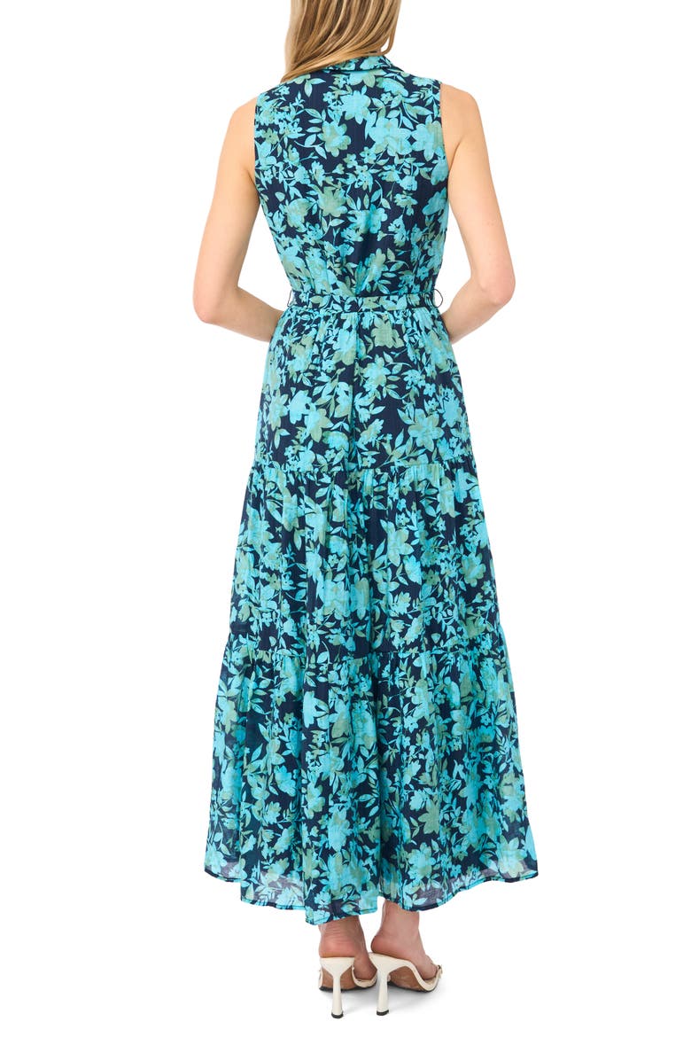 Floral Sleeveless Maxi Shirtdress, Alternate, color, CLASSIC NAVY