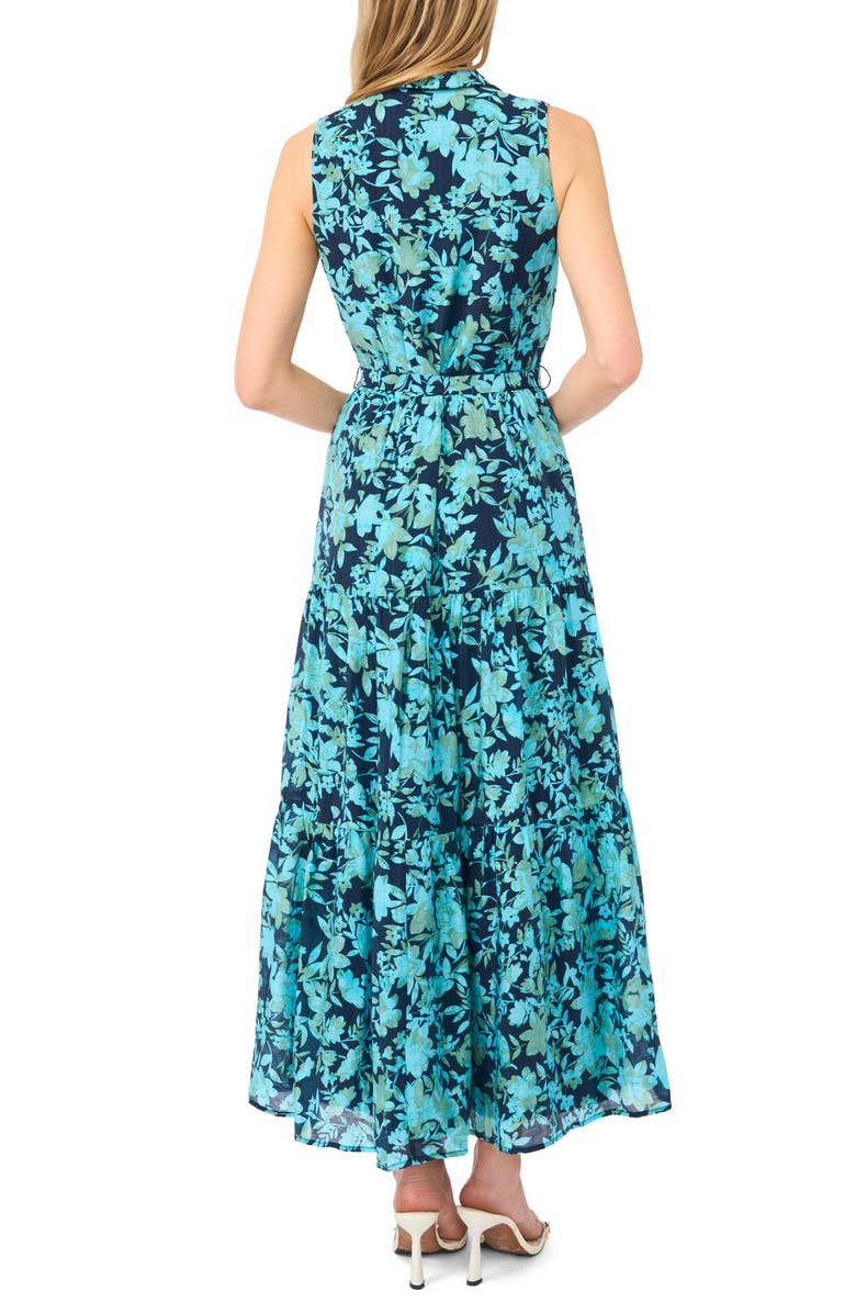 CeCe Floral Sleeveless Maxi Shirtdress, Alternate, color, Classic Navy