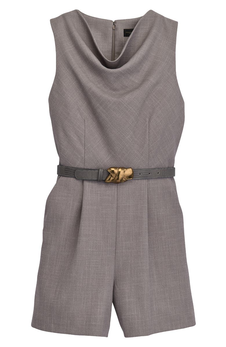 Donna Karan New York Belted Cowl Neck Romper, Alternate, color, Clay/ Limestone