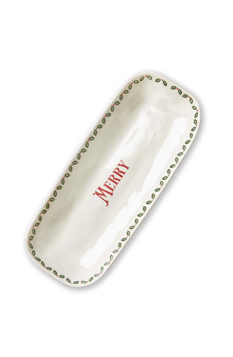 tag Merry Rectangular Ceramic Platter Multicolor Christmas Dish, Main, color, Multicolored