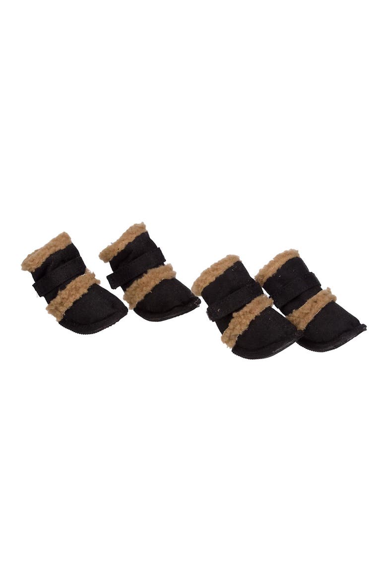 Faux Shearling & Suede "DUGGZ" Dog Shoes, Main, color, BLACK AND BROWN