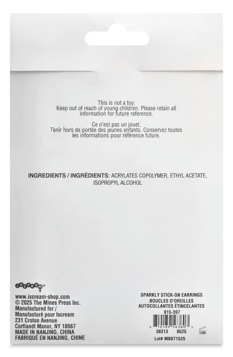 Iscream Kids' 27-Pack Assorted Sparkly Stick-On Earrings, Alternate, color, 