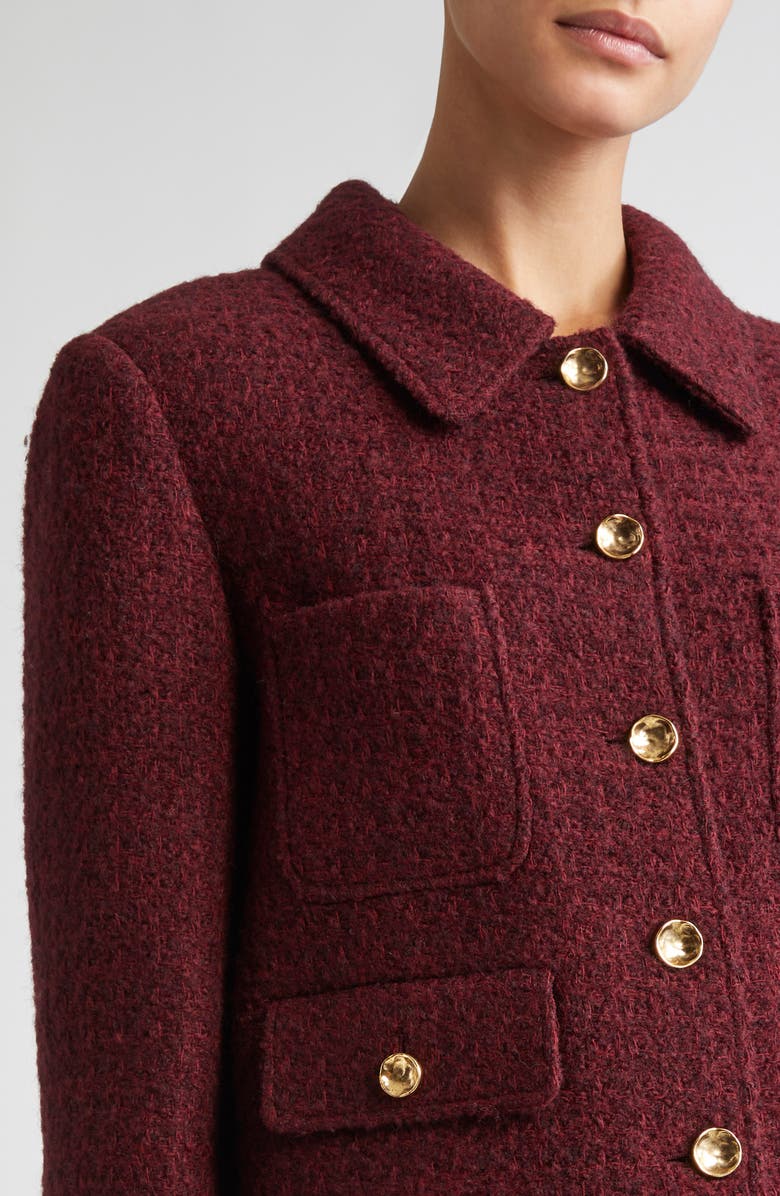 Altuzarra Astley Tweed Crop Jacket, Alternate, color, Grenache