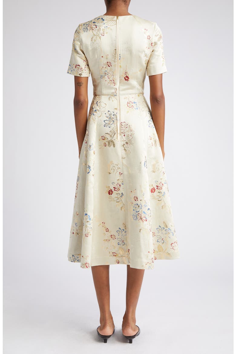 Eloise Floral Jacquard Dress, Alternate, color, CHAMPAGNE MULTI