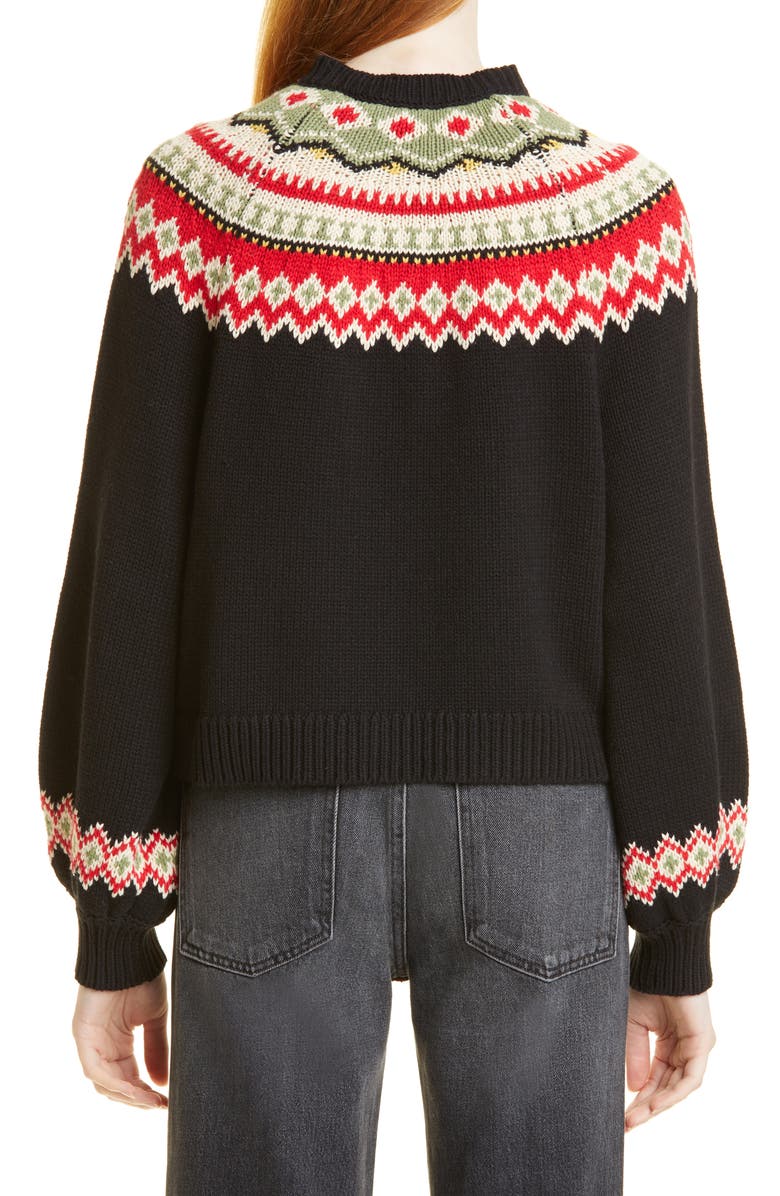 THE GREAT. The Great The Holiday Fair Isle Sophomore Cotton Blend Cardigan, Alternate, color,