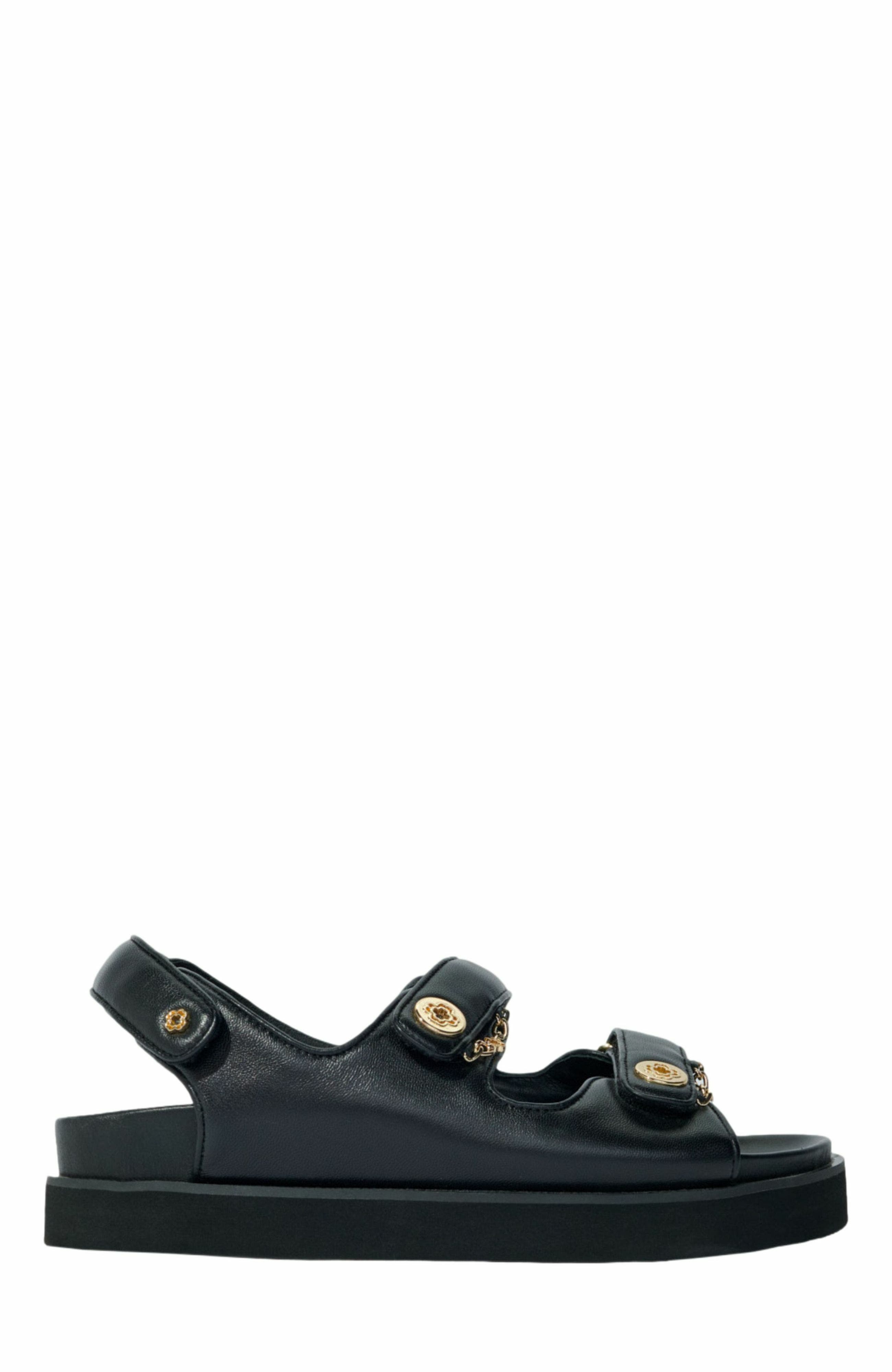 maje Flat leather sandals, Main, color, 