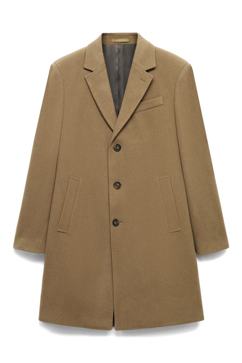Slim Fit Wool Blend Overcoat, Alternate, color, MEDIUM BROWN