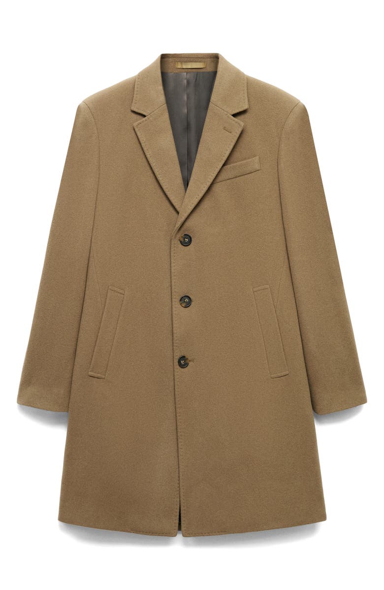 MANGO Slim Fit Wool Blend Overcoat, Alternate, color, Medium Brown