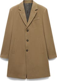 MANGO Slim Fit Wool Blend Overcoat