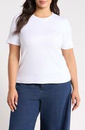 Eileen Fisher Rib Knit Stretch Organic Cotton Crewneck Top