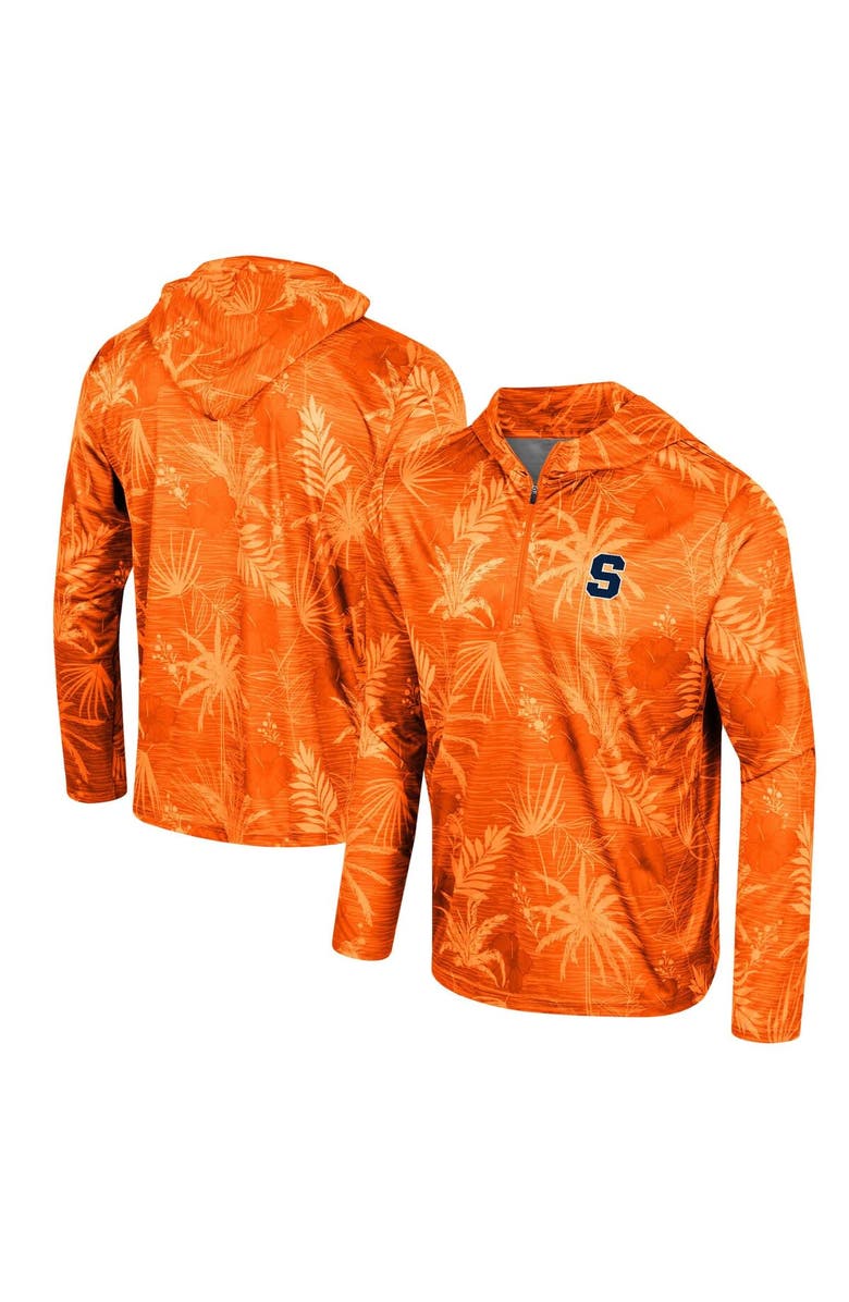 COLOSSEUM Men's Colosseum Orange Syracuse Orange Palms Printed Lightweight Quarter-Zip Hooded Top, Main, color, Orange