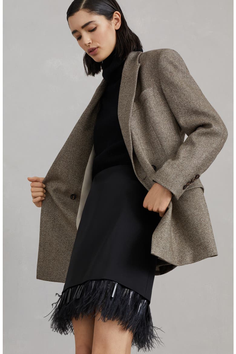 Carded chevron blazer, Alternate, color, Brown