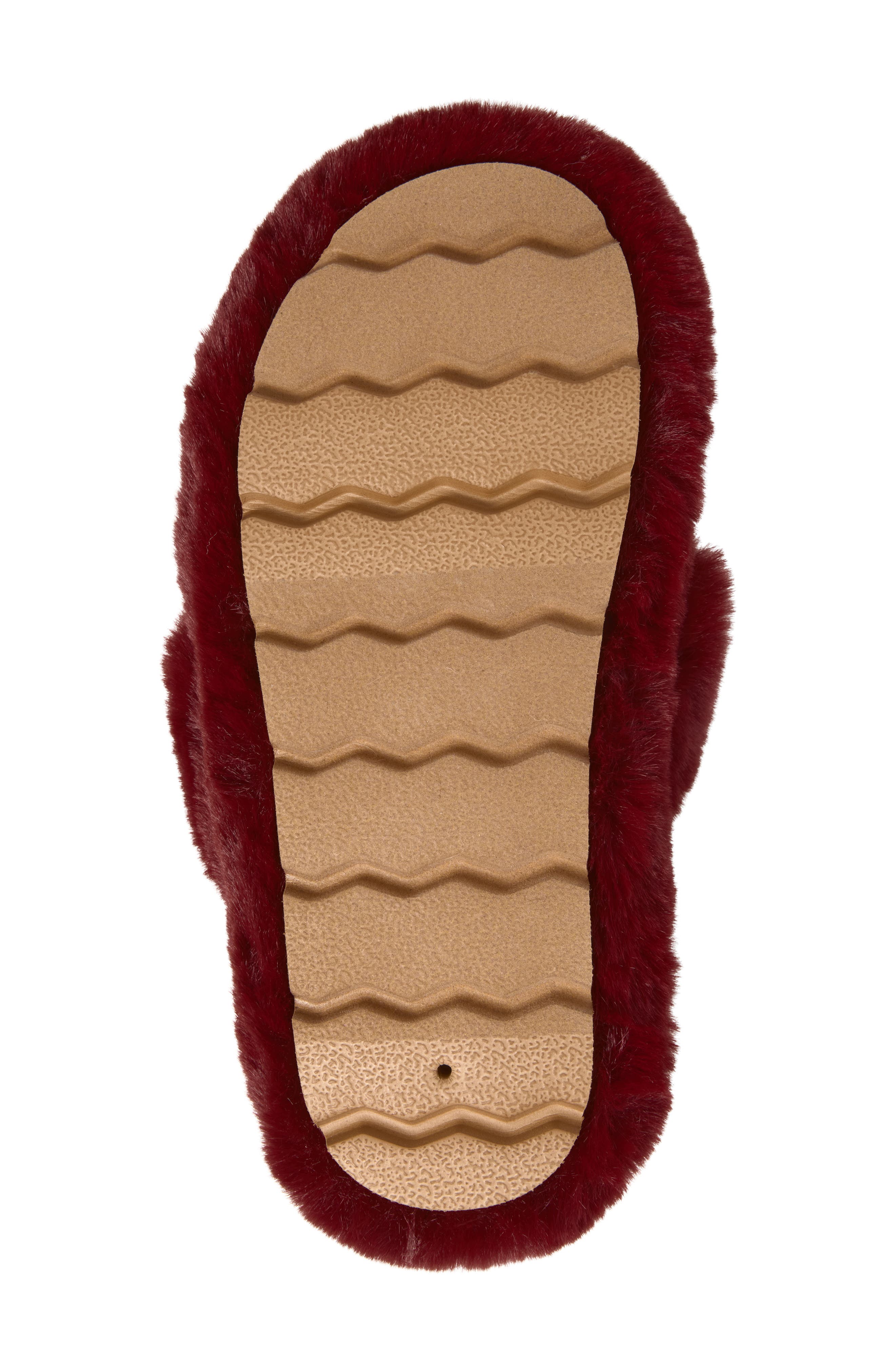 Haven Faux Fur Scuff Slipper, Alternate, color, BURGUNDY