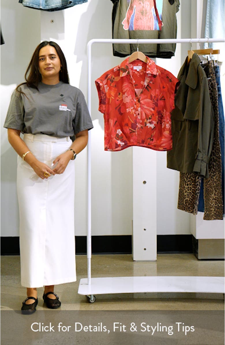 Gia Floral Print Pleated Crop Shirt, sales video thumbnail