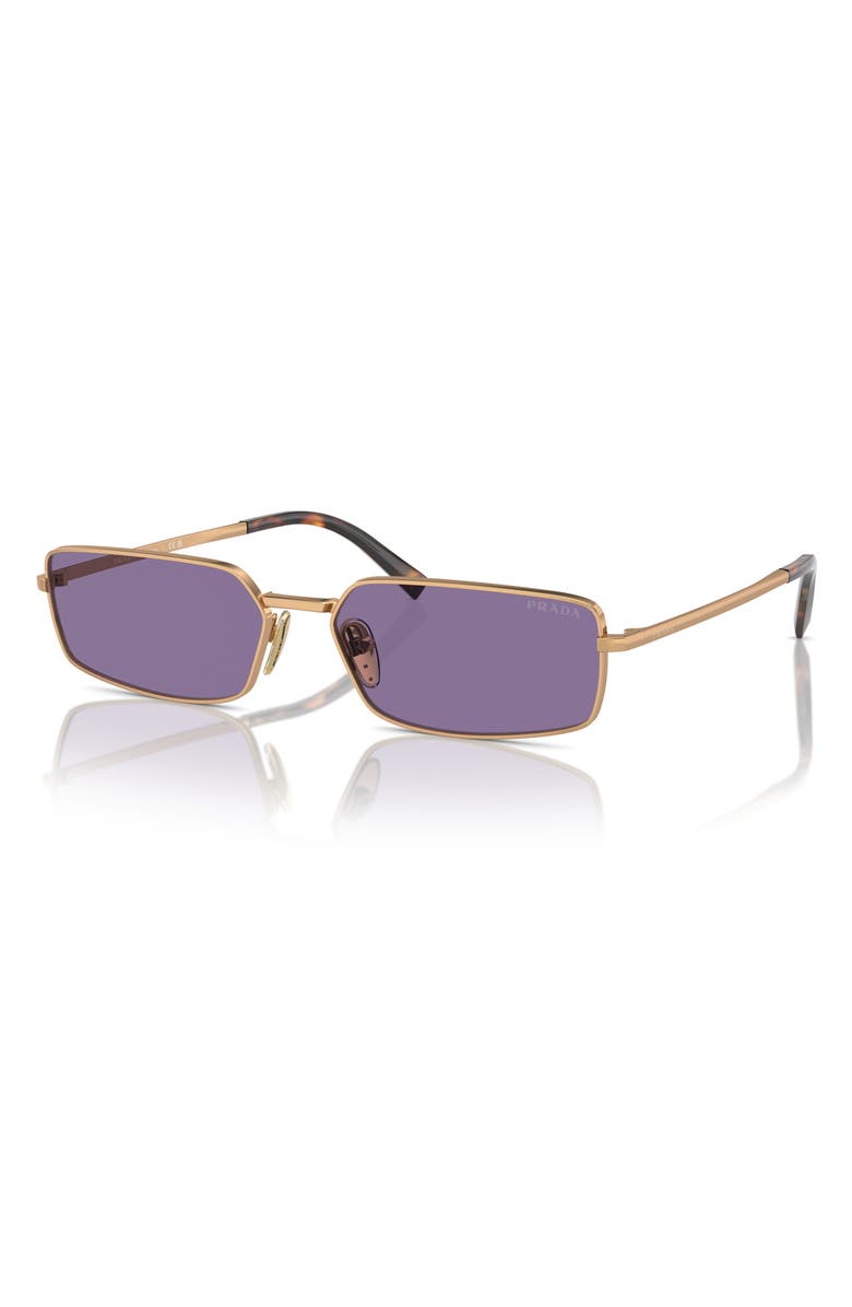 Prada 59mm Rectangular Sunglasses, Alternate, color, Brass/ Purple