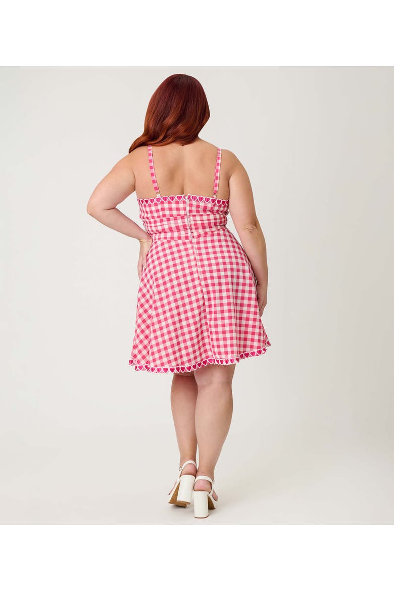 Plus Size 1950s Sleeveless Cotton Flare Dress, Alternate, color, Pink Gingham W/Hearts