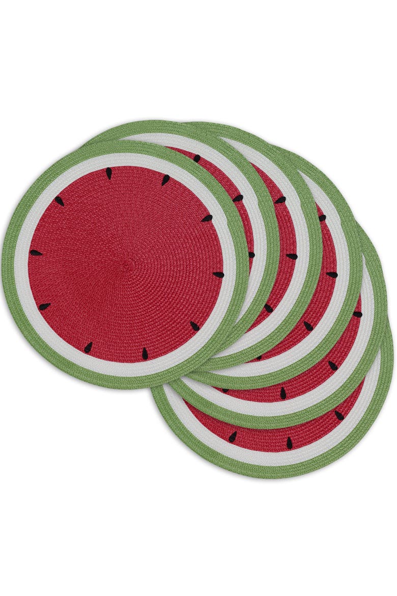 Summer Day Watermelon Round Placemats Set/6, Main, color, Watermelon