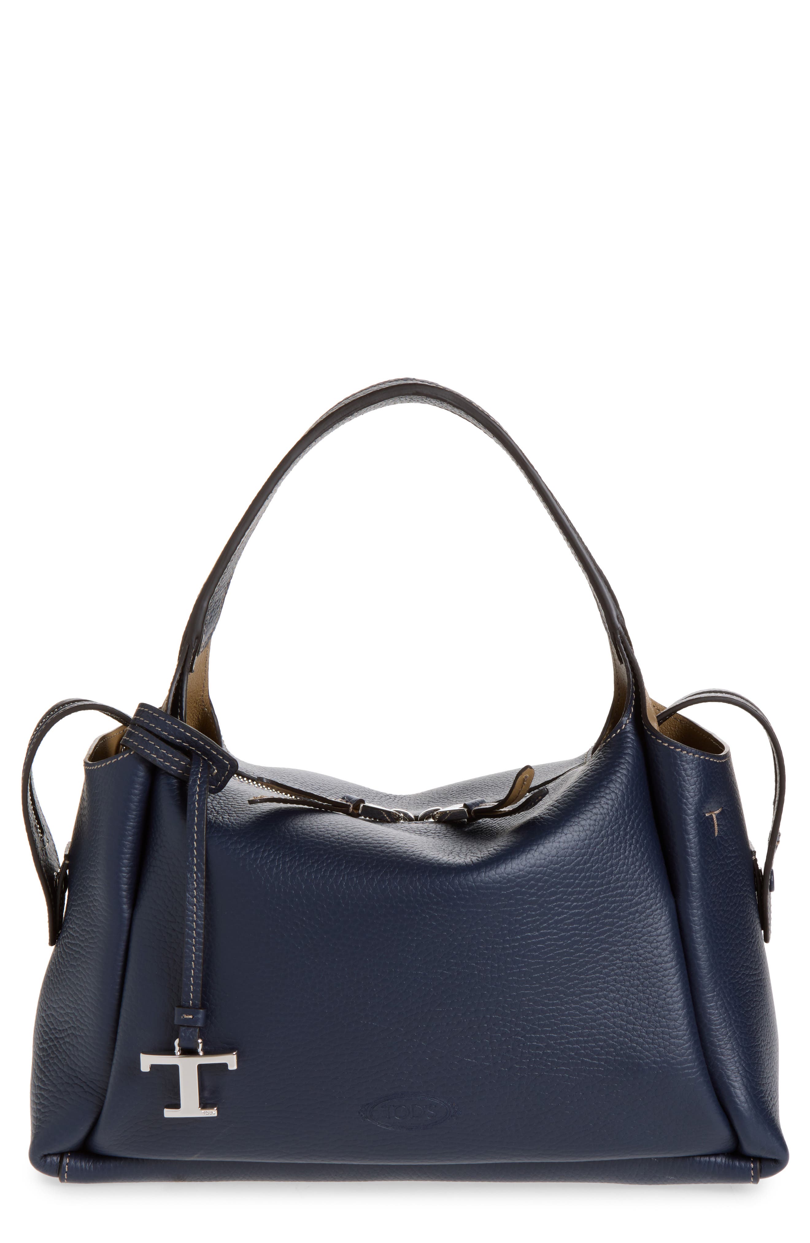 Small Bauletto Leather Crossbody Bag, Main, color, BLU/ CAPPUCCINO
