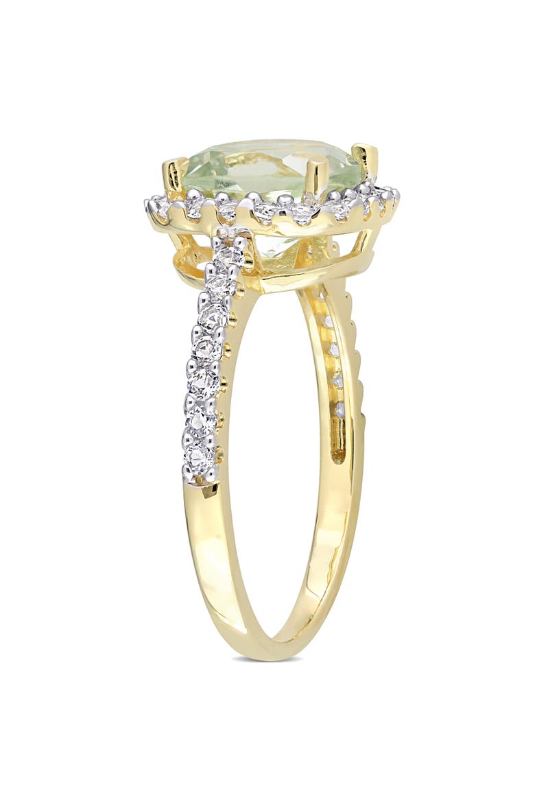 Gemstones Cushion Halo Ring, Alternate, color, Green Quartz/Yellow-Plated
