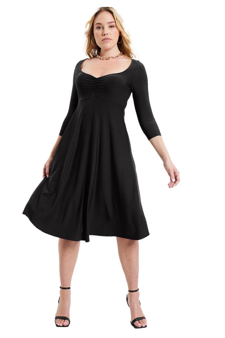 Sweetheart Swing Dress, Main, color, BLACK