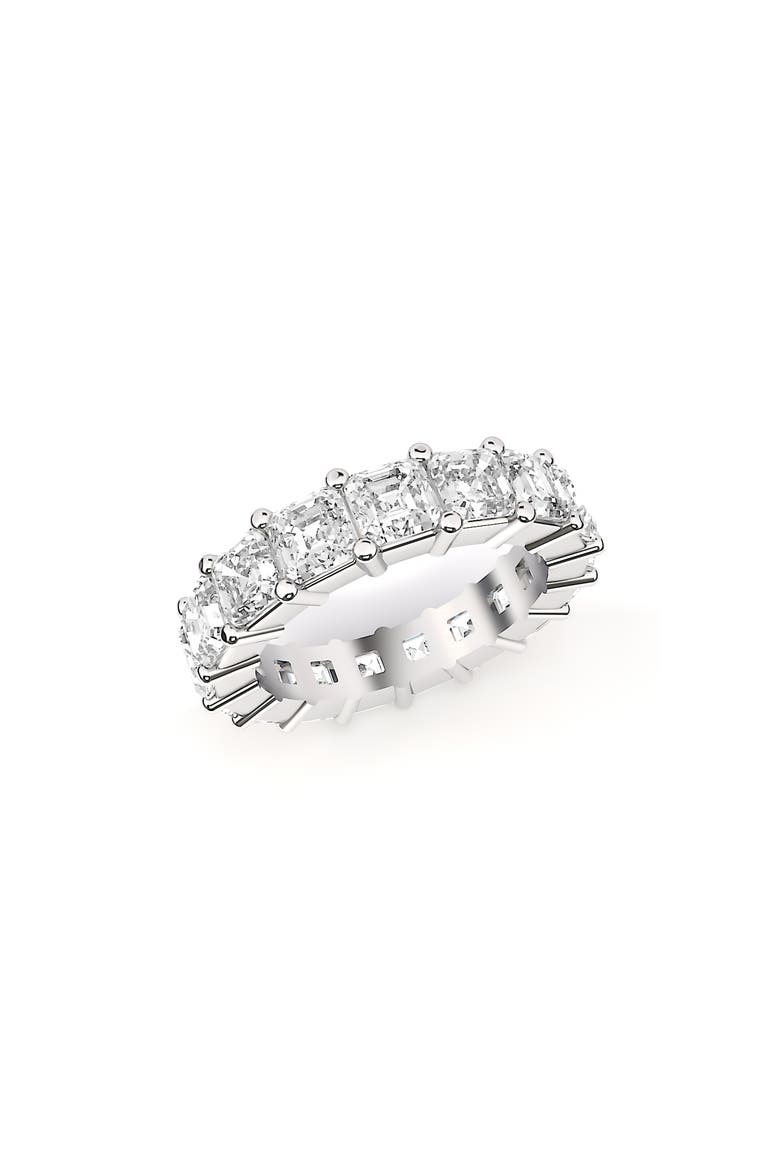 Asscher Cut Lab Created Diamond Eternity Band Ring, Alternate, color, 18K WHITE GOLD