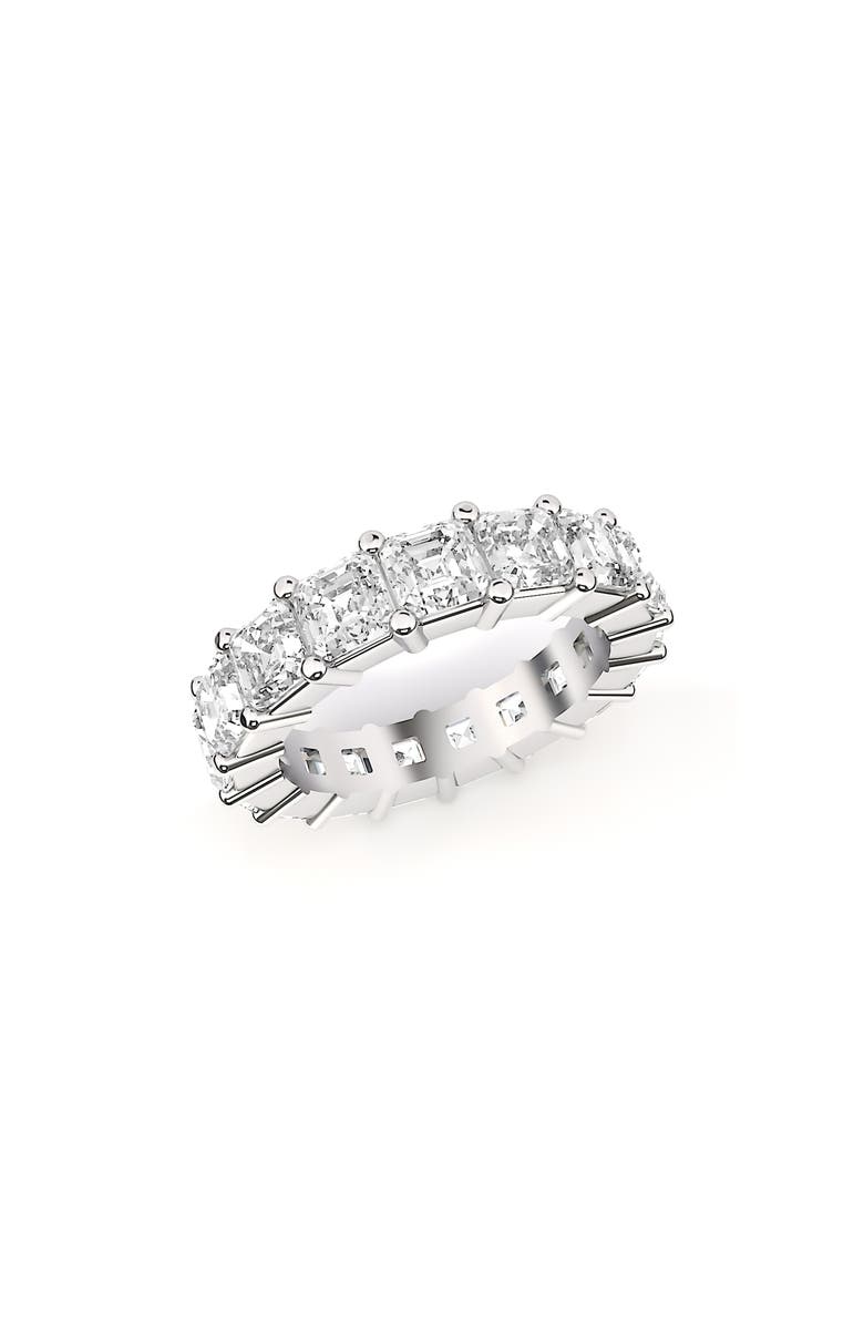 HauteCarat Asscher Cut Lab Created Diamond Eternity Band Ring, Alternate, color, White Gold