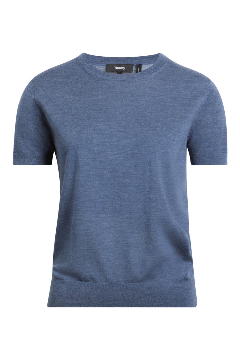 Regal Short Sleeve Wool Sweater, Alternate, color, STEEL BLUE MELANGE - ZQS